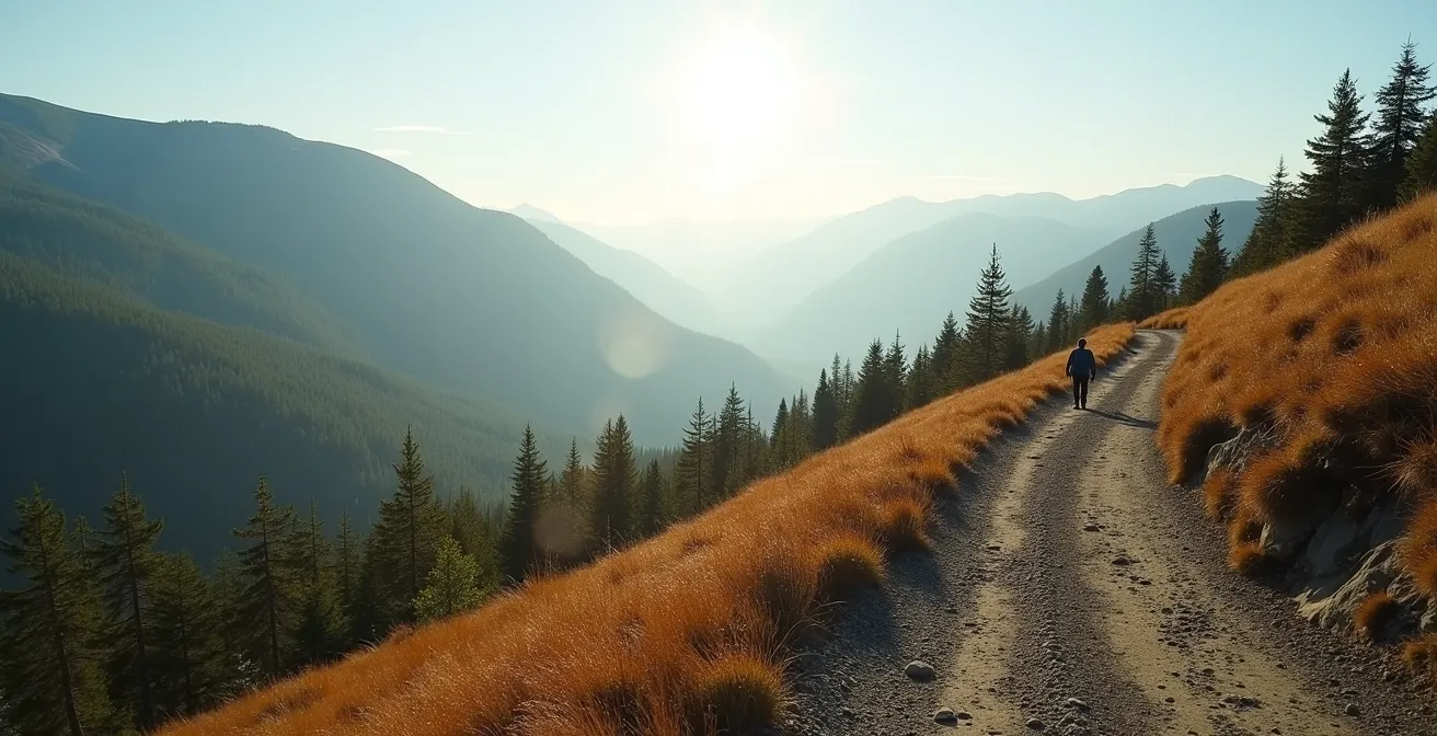 Contraste entre un sentier bondé en haute saison et le même sentier paisible hors saison au Québec