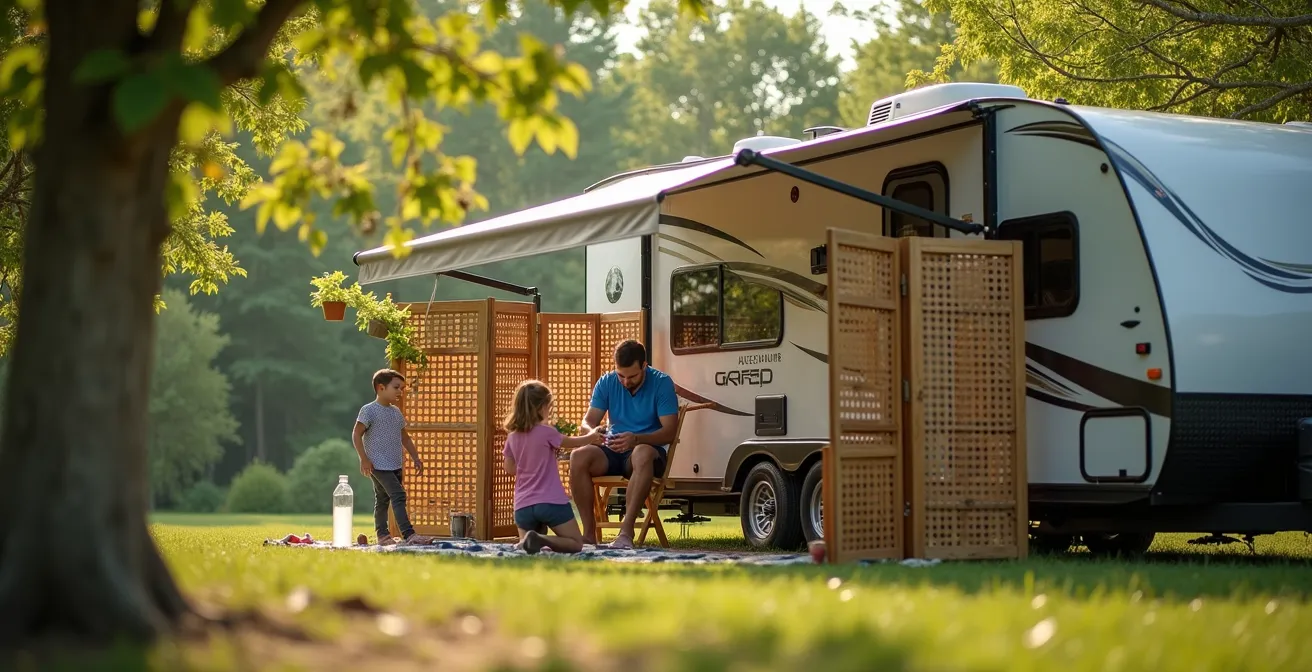 Aménagement stratégique d'un emplacement de camping pour préserver l'intimité
