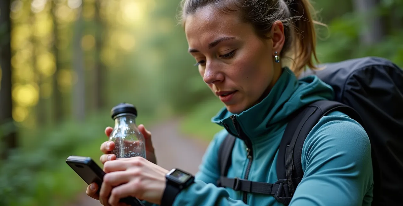 Randonneur gérant son effort sur sentier de montagne au Québec
